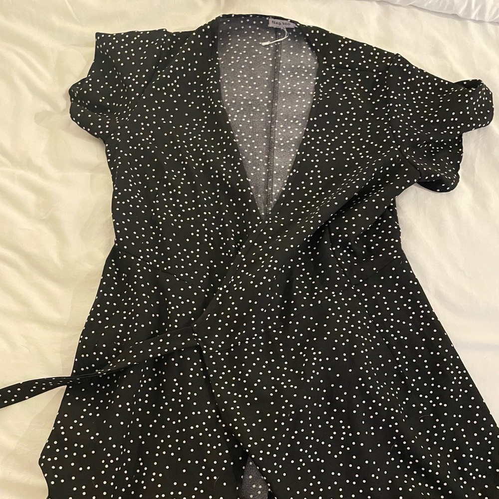 Polka Dot Ruffle Wrap Dress
